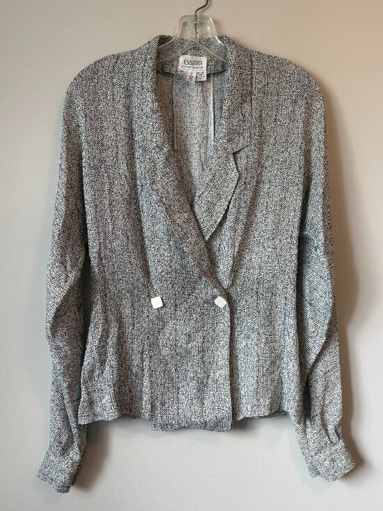BAMM Tops - Vintage the BAMM Collection 100% Silk Pleated Blazer Blouse Jacket 8 Medium M